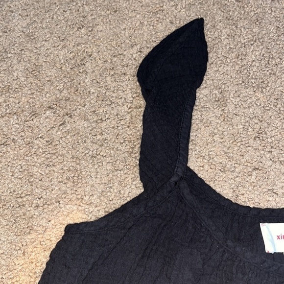 Xirena Rumer Scoop Neck Flutter Sleeve Gauze Tiered Midi Dress Black XL - Picture 8 of 11